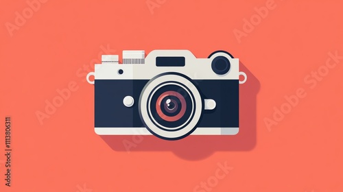 Flat design illustration of a vintage camera.