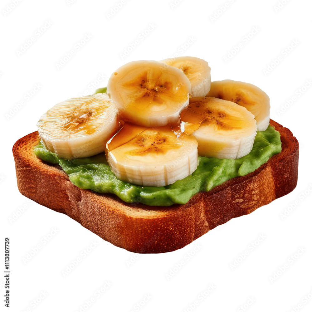 Healthy avocado toast & banana breakfast transparent background Healthy avocado toast & banana breakfast transparent background