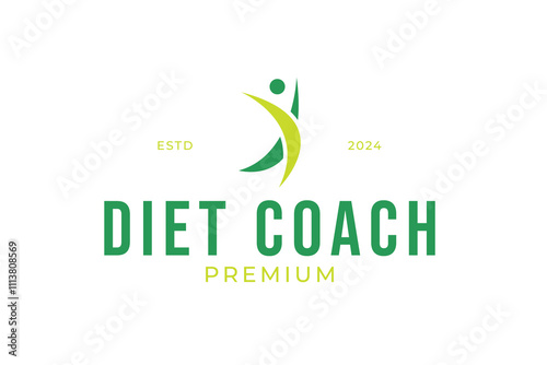 Creative diet coach logo design concept vector illustration