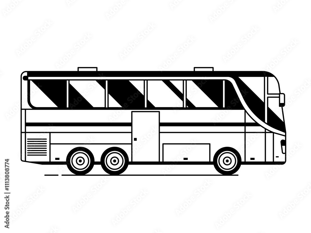 Modern City Bus in Line Art
