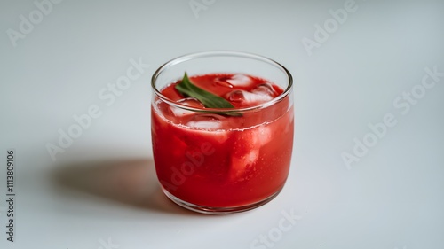 Wallpaper Mural Refreshing Iced Red Drink in a Clear Glass with Herb Garnish Torontodigital.ca