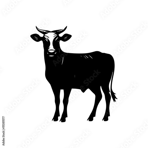 silhouette of a cow