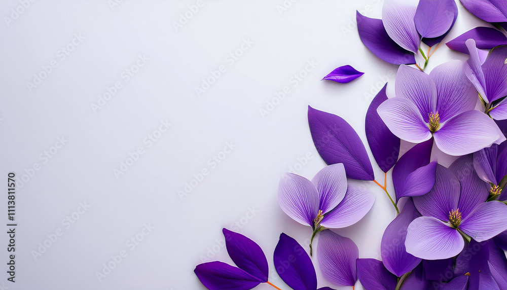 Purple flowers on a white background Purple flowers on a white background