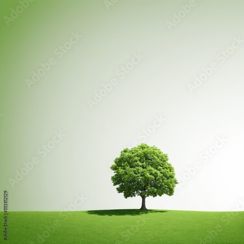 green tree on one side copy space , green energy photo