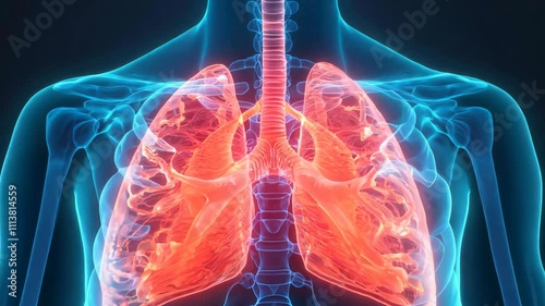 Detailed medical illustration of human lungs exploring intricate anatomy of respiratory system for better health understanding