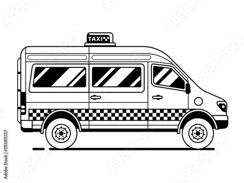 Obraz na płótnie Taxi Mini Van in Line Art Design w salonie