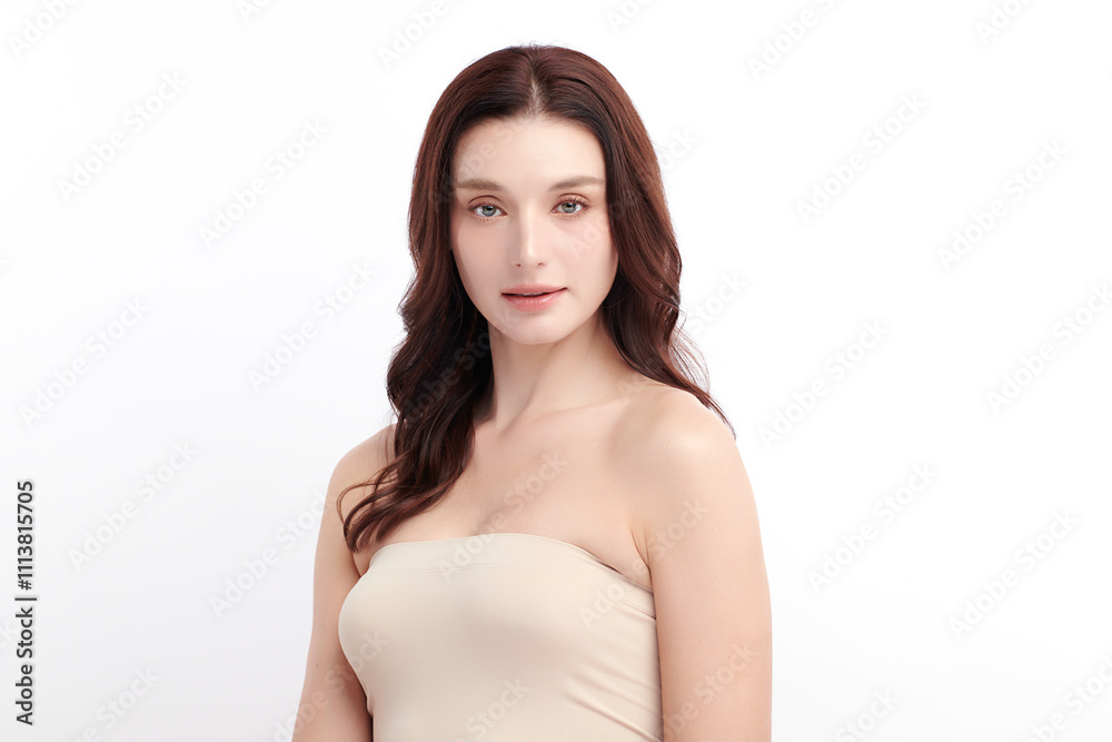 Beautiful young woman with clean fresh skin on white background, Face care, Facial treatment, Cosmetology, beauty and spa, women portrait. Beautiful young woman with clean fresh skin on white background, Face care, Facial treatment, Cosmetology, beauty and spa, women portrait.