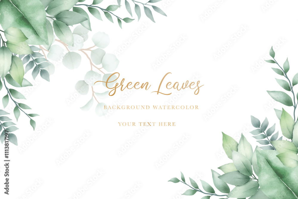 beautiful watercolor green leaves background beautiful watercolor green leaves background