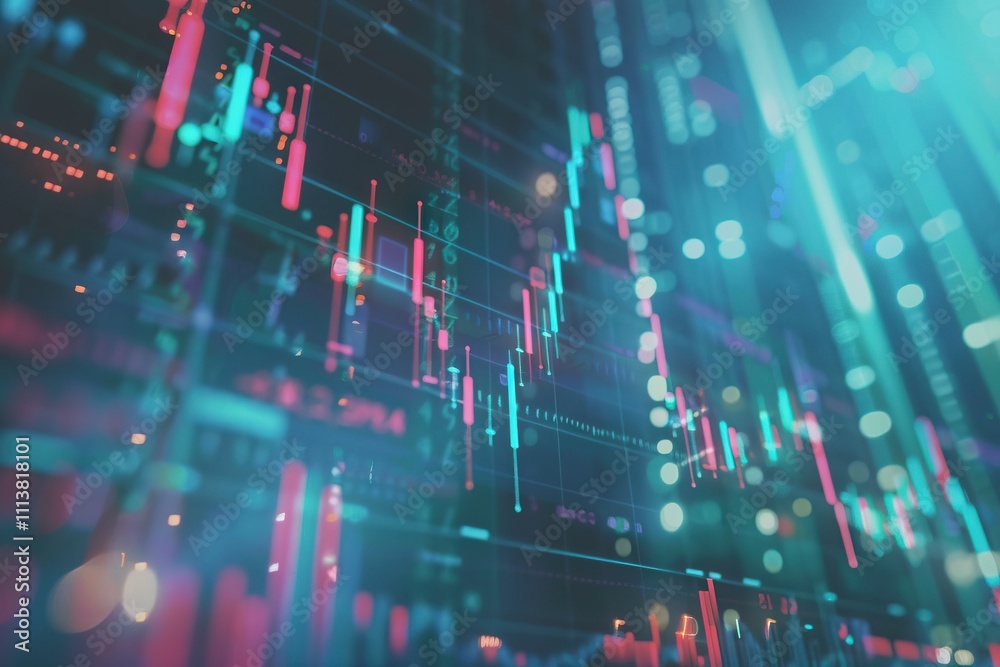 Investing and stock market concept gain and profits with faded candlestick charts. Investing and stock market concept gain and profits with faded candlestick charts.