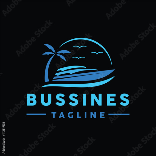 Cruise Ship Logo Transportation Vector Design