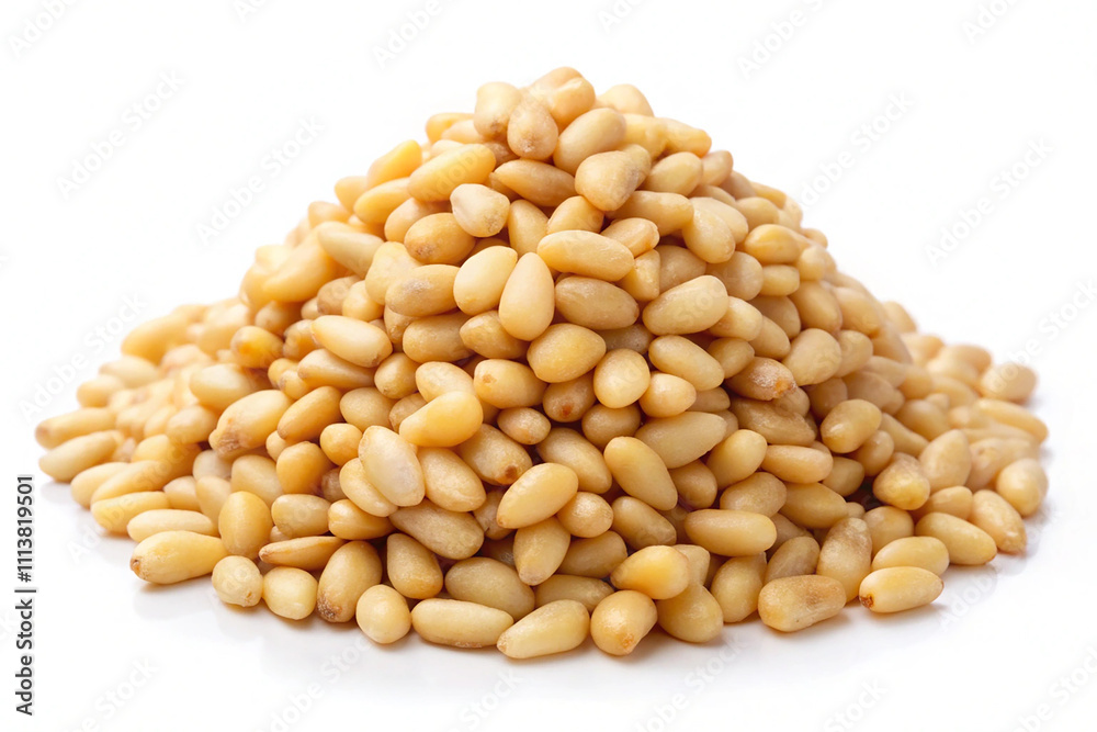 Pile of Pine nuts,isolated on White background Pile of Pine nuts,isolated on White background