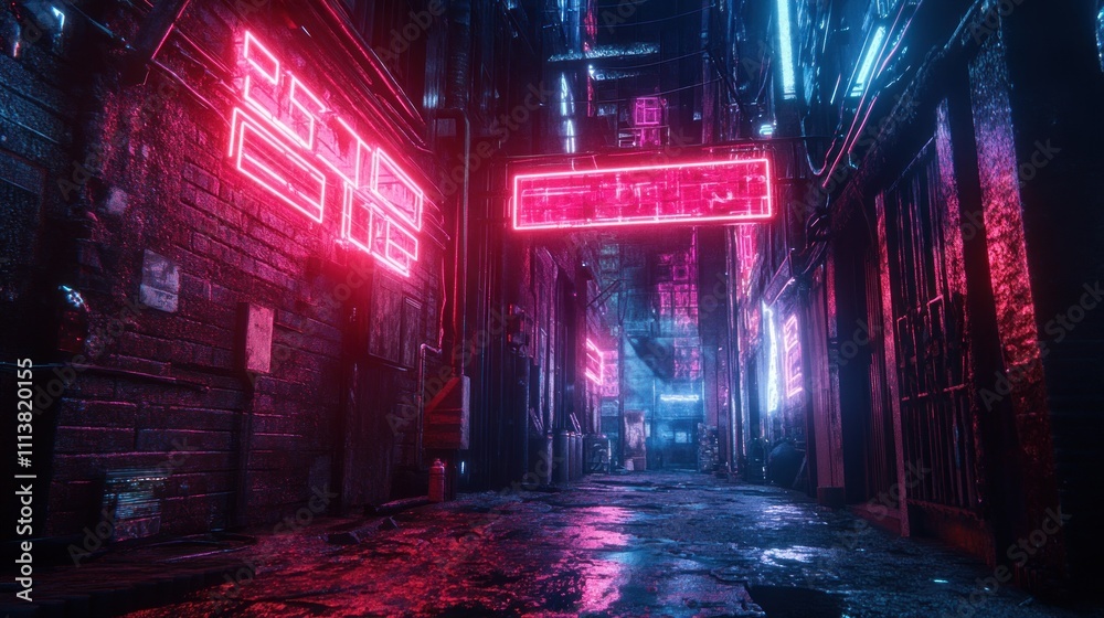 Fototapeta premium Neon City Alleyway