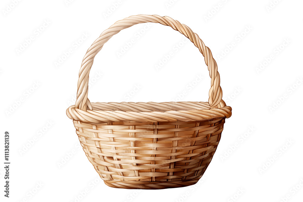 a wicker basket with a handle a wicker basket with a handle