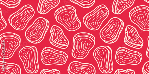 doodle steak pattern background. doodle meat pattern background. Beef Meat Seamless Pattern background. 