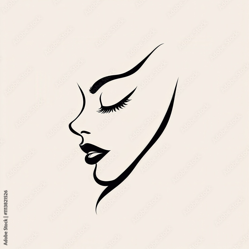 Elegant profile illustration showcasing graceful facial features in a minimalist style Elegant profile illustration showcasing graceful facial features in a minimalist style