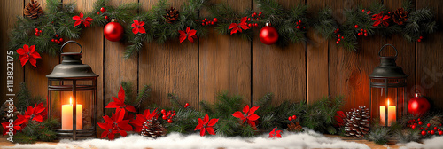 Elegant Christmas Candle Lantern and Ornament Arrangement.