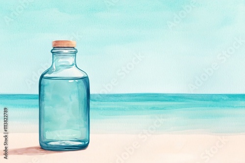 bottle of water on the beach