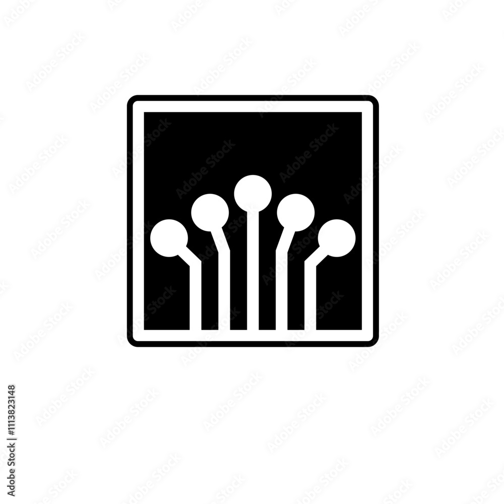 Circuit Board Technology, Electronic Tracks Solid Flat Vector Icon Isolated on White Background. Circuit Board Technology, Electronic Tracks Solid Flat Vector Icon Isolated on White Background.