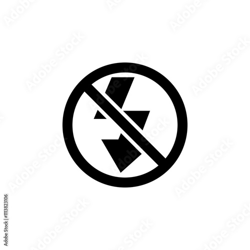 No Flash Photo, Camera Lighting Off Solid Flat Vector Icon Isolated on White Background.