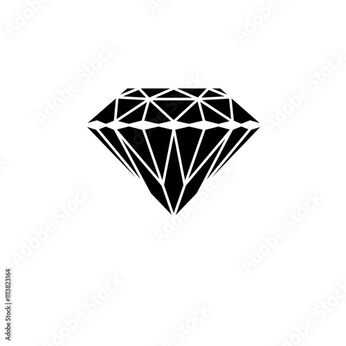 Diamond Stone, Gemstone, Jewel Solid Flat Vector Icon Isolated on White Background.