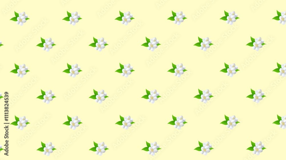Flower Jasmine Animated Seamless Pattern