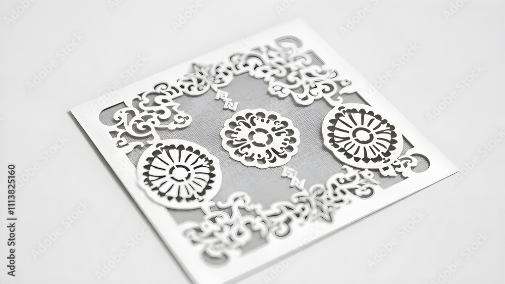 A creative business card with intricate laser-cut designs, resting on a simple, monochrome background, in 8K detail. A creative business card with intricate laser-cut designs, resting on a simple, monochrome background, in 8K detail.