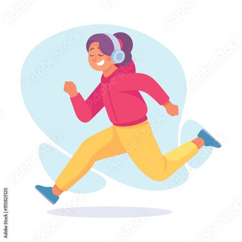 Woman Athlete Running Long Distance Marathon Vector Illustration