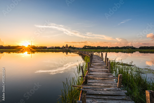 Obraz na płótnie Wood bridge w salonie