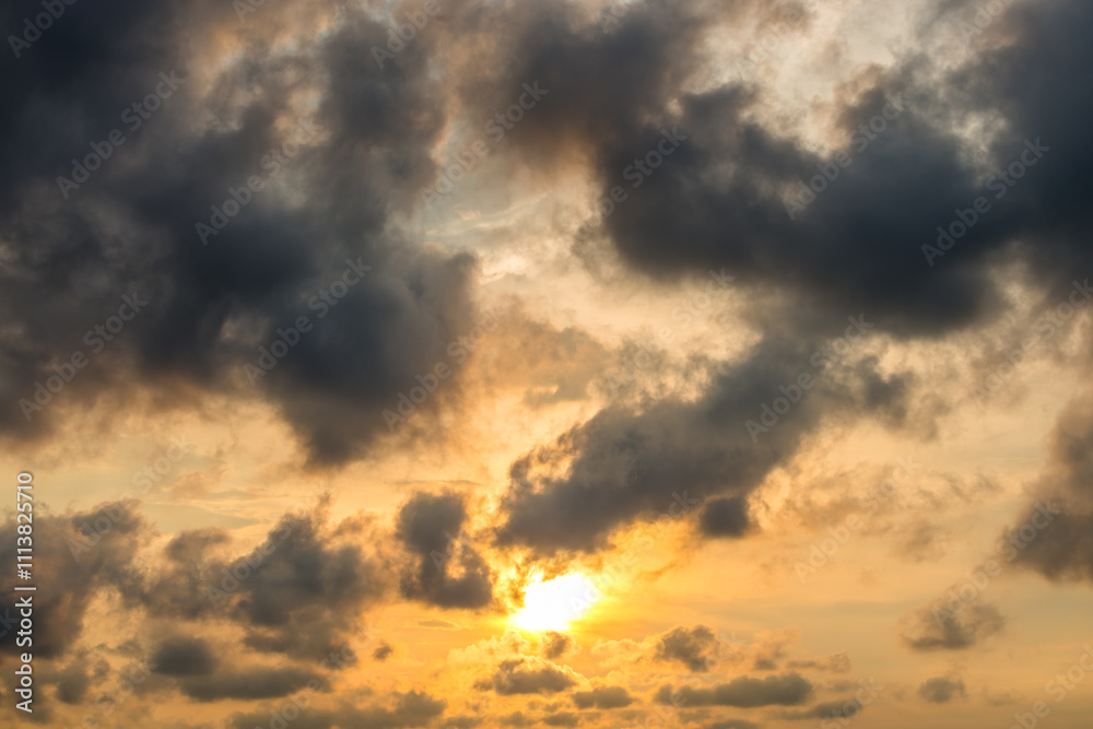 Rain clouds on sunset