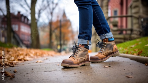 Casual and Comfortable Weekend Outfit Featuring a Plaid Flannel Shirt Classic Blue Jeans and Sturdy Leather Boots for a Stylish and Relaxed Look