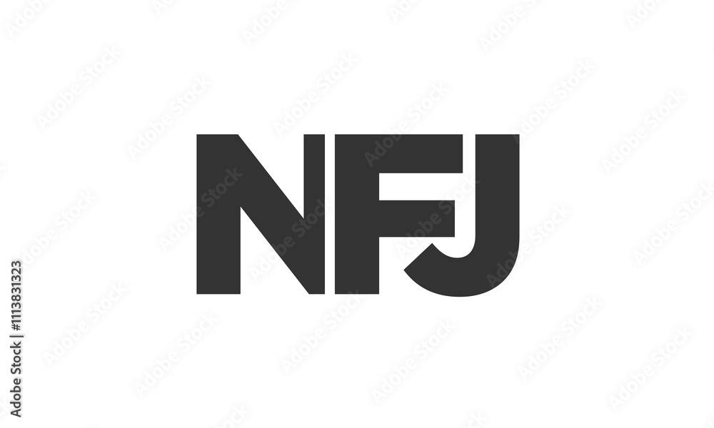 NFJ logo design template with strong and modern bold text. Initial based vector logotype featuring simple and minimal typography. Trendy company identity.