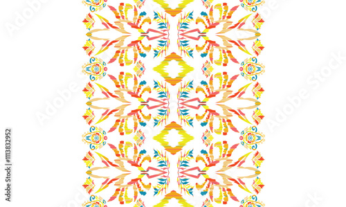 Ikat geometric folklore ornament with tribal ethnic seamless striped pattern.oriental pattern traditional Design for background, clothing, wrapping, Batik, fabric, illustration.