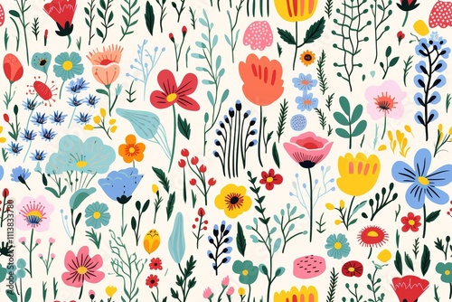 Wallpaper Mural Abstract Hand drawn abstract wildflowers, set flowers and leaves, flat icons. Vector illustration
 Torontodigital.ca