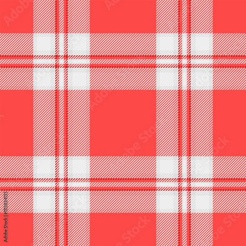 Arabic pattern texture background, vogue check seamless textile. Hounds plaid vector fabric tartan in red and white colors.