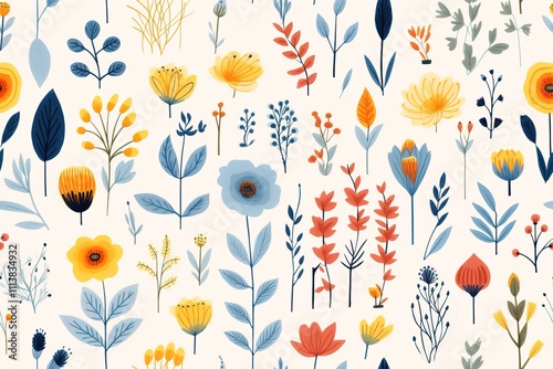 Wallpaper Mural Abstract Hand drawn abstract wildflowers, set flowers and leaves, flat icons. Vector illustration
 Torontodigital.ca