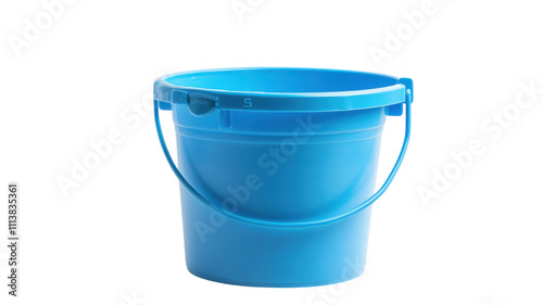 Single Blue Bucket Isolated on a White Background Perfect for Cleaning Applications