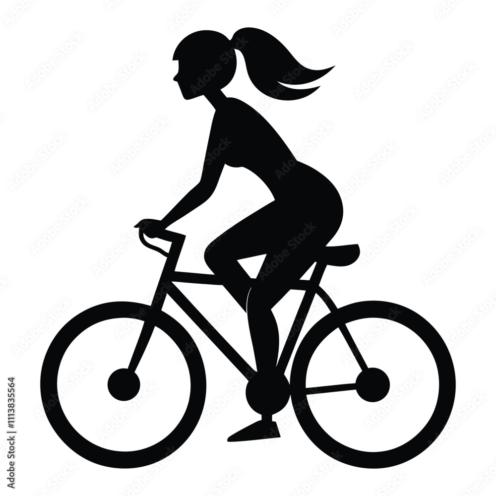 Obraz premium woman bicycle riding bike cyclist silhouette vector