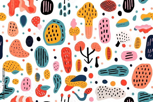 Seamless Pattern With Colorful Doodle
