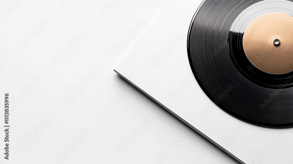 An illustration of a black vinyl on a white background, bronze inner label 