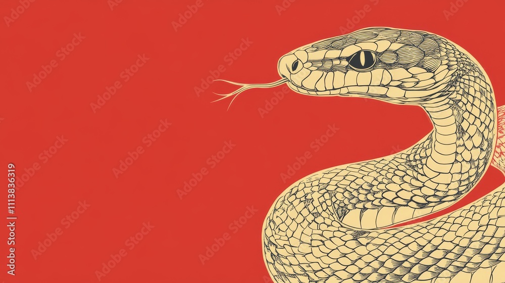 The Year of the Snake, A snake is shown on a red background