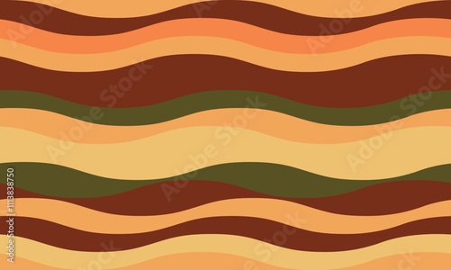 Abstract background with wavy stripes in vibrant colors, creating a rippled, liquid effect. Smooth curves and textured lines add elegance, vitality, and creativity. Ideal for wallpaper or textile.