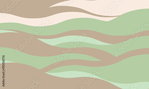 Minimalist abstract background with wavy, rippled stripes and sparse curves. Flowing, textured lines in trendy colors create a graphic look, perfect for posters, prints, or a modern, minimal design.