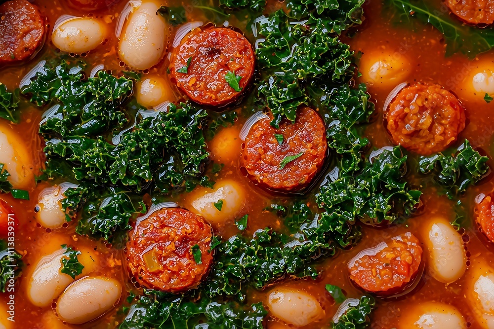 Bold Chorizo Stew with White Beans and Kale, Perfect for Flavorful Spanish-inspired Recipes. Bold Chorizo Stew with White Beans and Kale, Perfect for Flavorful Spanish-inspired Recipes.