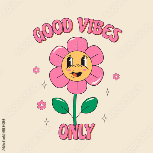 good vibes only. vintage flower design