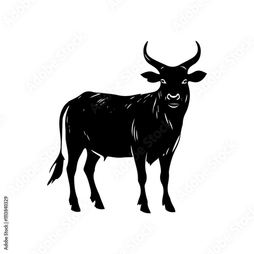 black and white bull