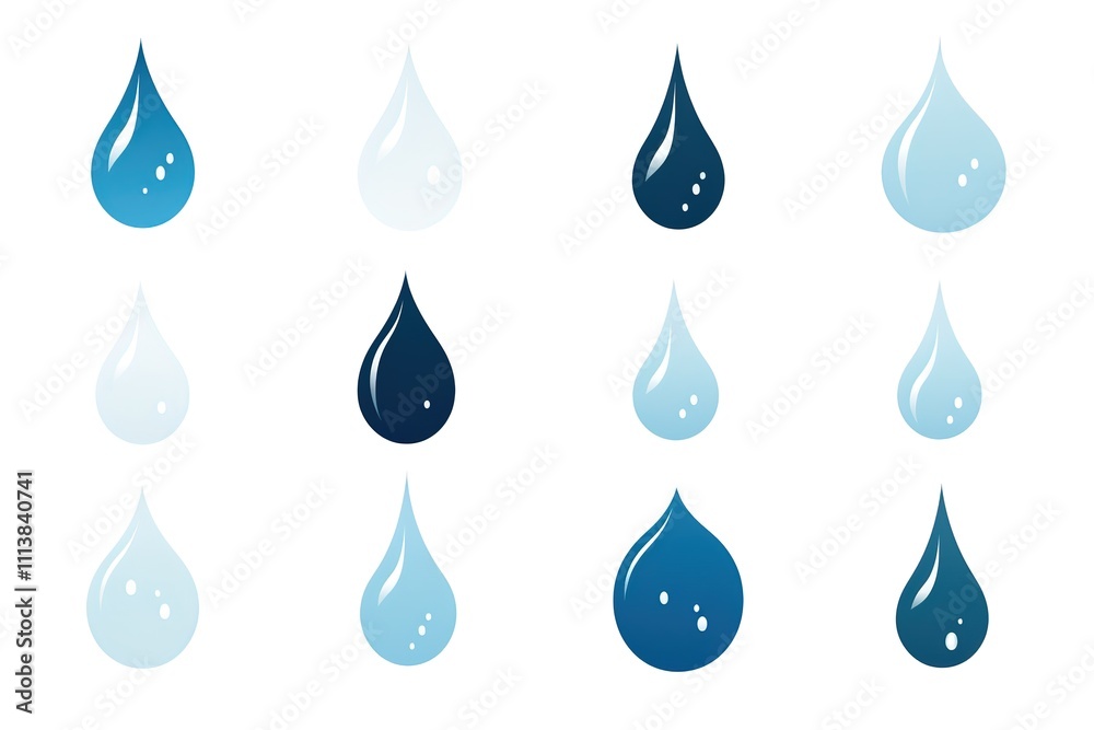 Set of opaque drops in saturated light blue colors
Set of opaque drops in saturated light blue colors