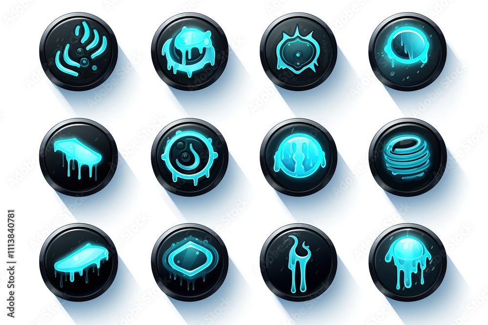 Set of opaque drops in saturated light blue colors
Set of opaque drops in saturated light blue colors