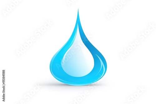 Vector Single Blue Shiny Water Drop Isolated on the White Background . Logo Design . 