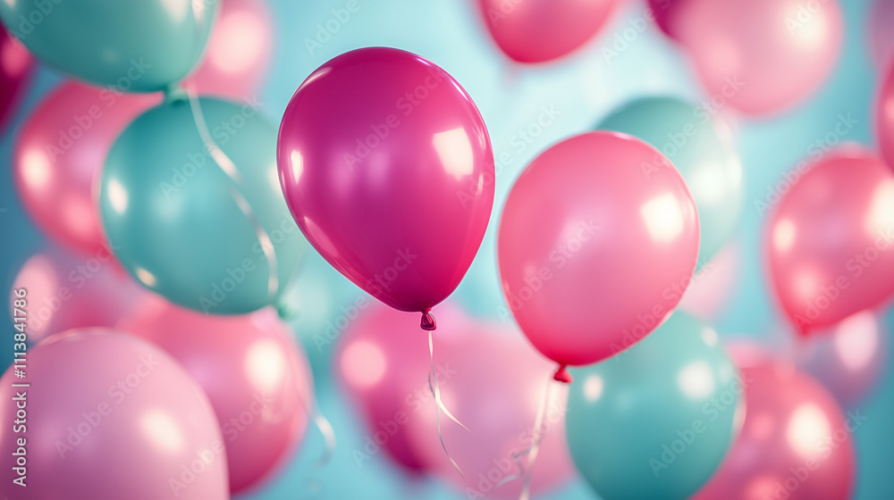 Pink and blue floating balloons background Pink and blue floating balloons background