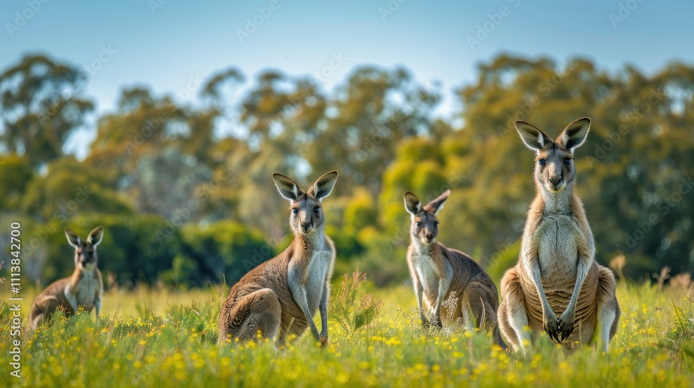 Kangaroo Family in the Australian Outback Kangaroo Family in the Australian Outback